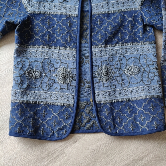 Vintage Traditions Blue Patterned Zip-up Jacket Medium - Picture 5 of 10